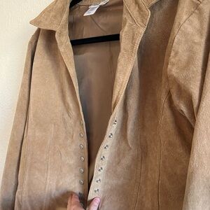 Coldwater Creek Tan Suede Snap-Front Jacket